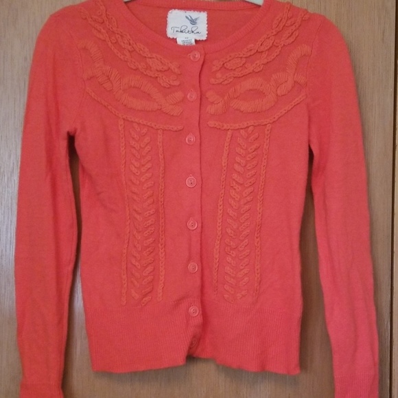 Anthropologie Sweaters - Anthropologie Tabitha Orange Cardigan Sweater xs